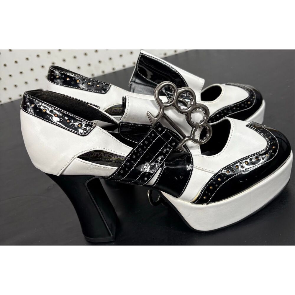Funtasma patent leather brass knuckle buckle heels size 10 - Picture 2 of 14